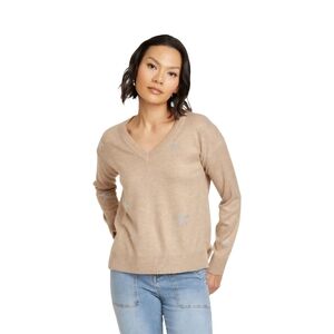 Knox Rose Women's Tan V-Neck Sweater